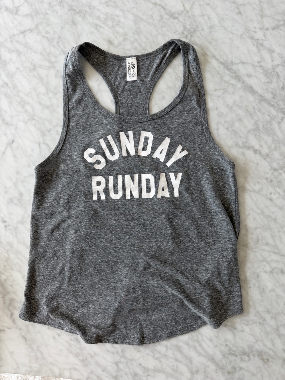 Sunday Runday Gray Racerback Tank Top
